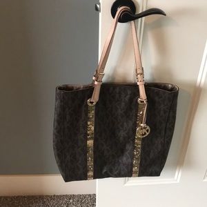 Brown with gold MK Michael Kors Tote Purse